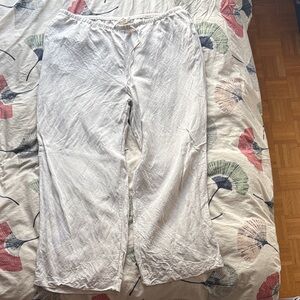 Casual Linen Blend White Lounge Pants